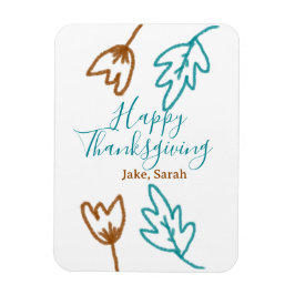 Blåbrun höst löv blomma h, happy thanksgiving magnet