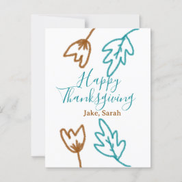 Blåbrun höst löv blomma h, happy thanksgiving vykort