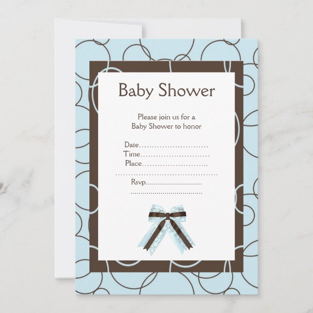 Blåbubblor - inbjudan till babydusch (Framsida)