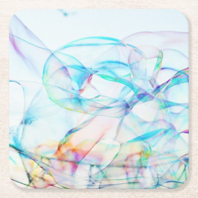 Blåbubblor med bubblor i himmel underlägg papper kvadrat (Framsidan)