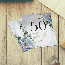 Blåbudget för Blommigt 50:e födelsedagsinbjudan Flygblad
