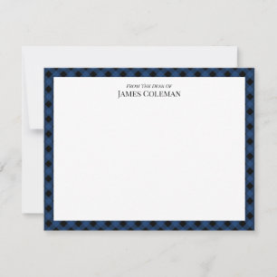 Blåbuffelkontroll från Elegant Namn skrivbord Anteckningskort