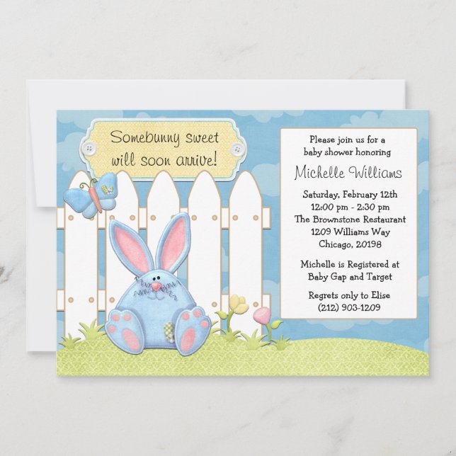 Blåbunny Babykläder, inbjudan (Framsida)