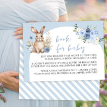 Blåbunny påsk bok för babyduschkort