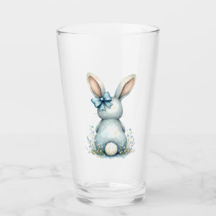 Blåbunny Svan Cottontail Påskhare med ägg Glaskopp