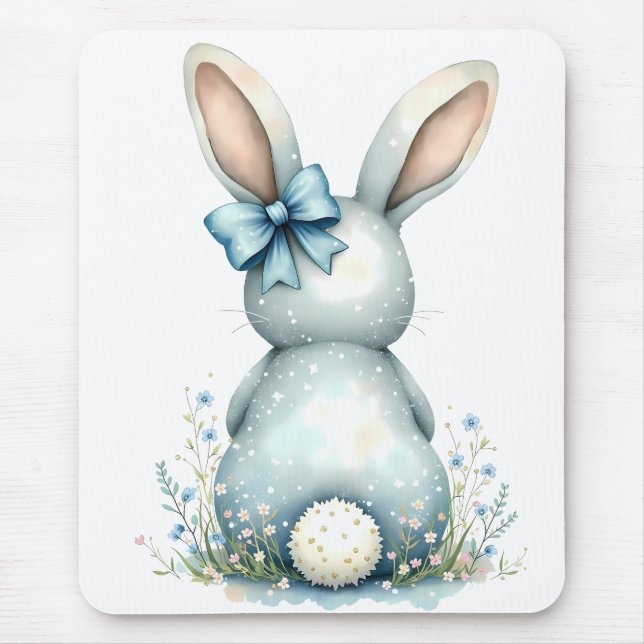 Blåbunny Svan Cottontail Påskhare med ägg Musmatta (Framsidan)