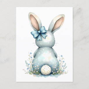 Blåbunny Svan Cottontail Påskhare med ägg Vykort