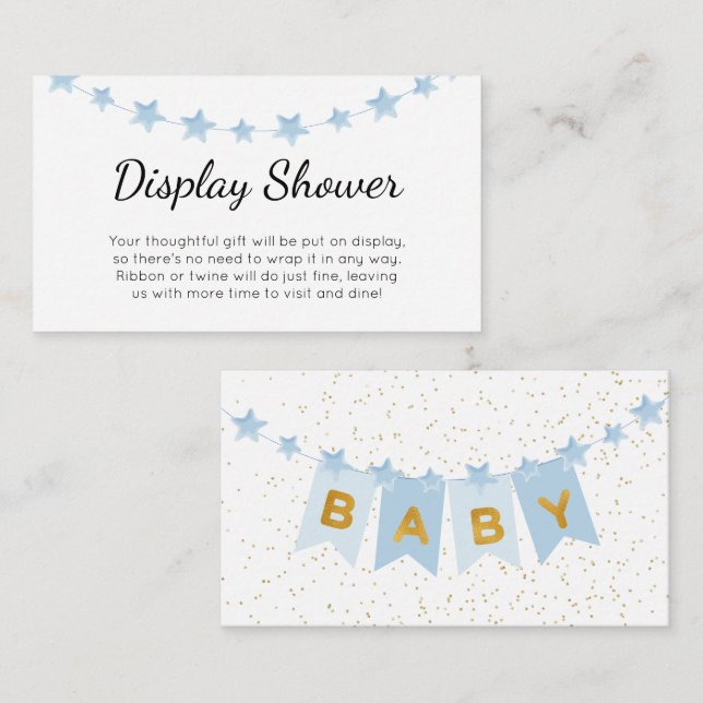 Blåbuntning Flaggor Babyskor Visning Shower Tilläggskort (Fram/baksida)