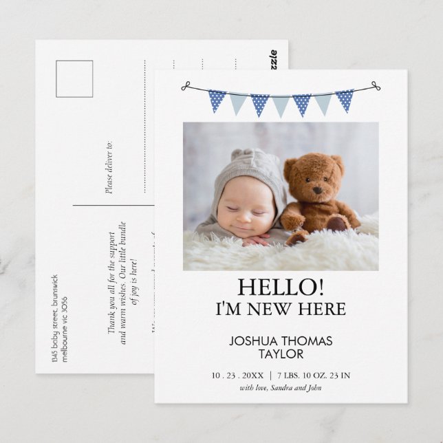 Blåbuntningsannonser i Modern Flagga Vykort (Fram/baksida)