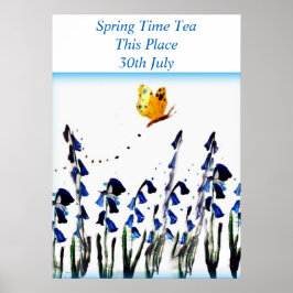 Blåburghaj blommigt konst poster