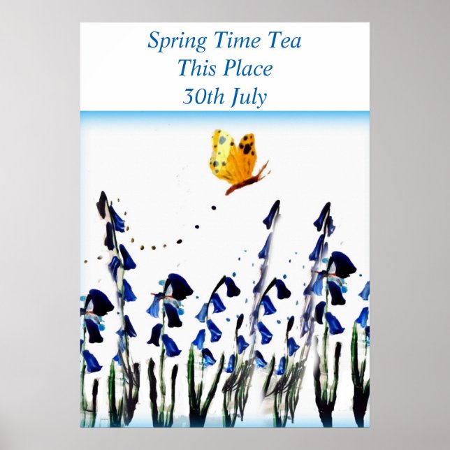 Blåburghaj blommigt konst poster (Framsidan)