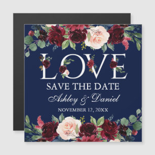 Blåburguny Blommigt Kärlek Magnetic Save Date (dat