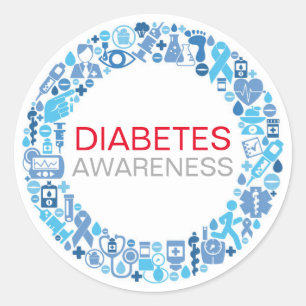 Blåcirkelmärke för diabetesmedvetande runt klistermärke