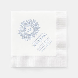 Blåcirkelmonogramkonst bröllop anpassningsbar i lö pappersservett