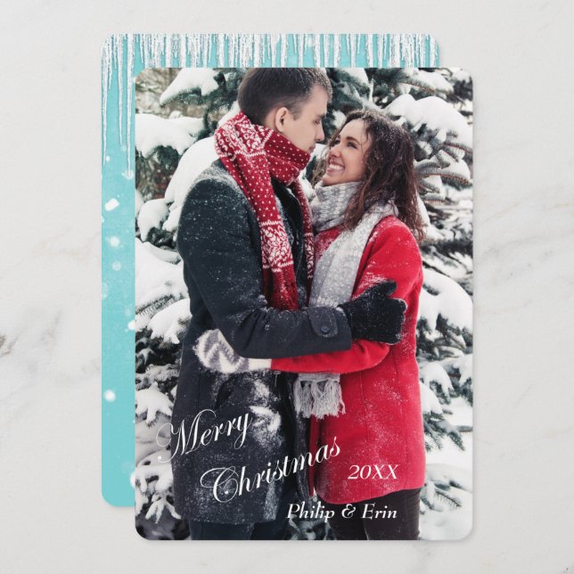 Blåcirkeln Snö Modern jul Julkort (Fram/baksida)