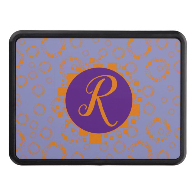 Blåcirkelrutor med orange mönster Yrsel art Dragkroksskydd (Framsidan)