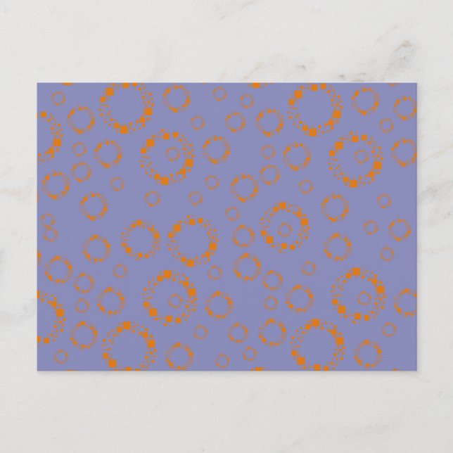 Blåcirkelrutor med orange mönster Yrsel art Vykort (Framsida)