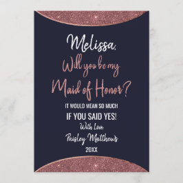 Blåcirkulär Maid of honor i Glitter i ro vid Guld Inbjudningar