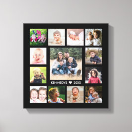 Black 13 Photo Collage Family Namn Personlig Canvastryck