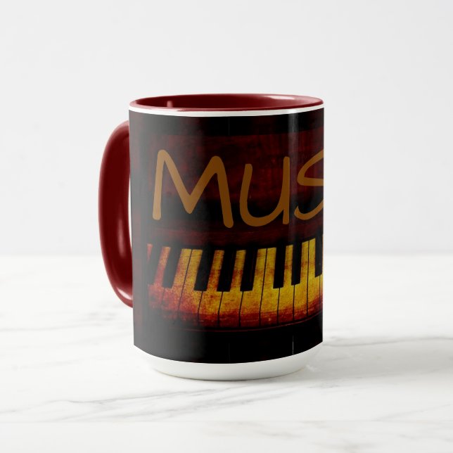 Black 15 oz Combo Music Mugg med Piano (Framsida vänster)