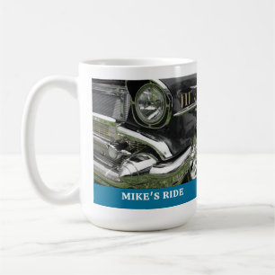 Black 1957 Chevy Car, Namn/Message, Ditt foto/Art Kaffemugg