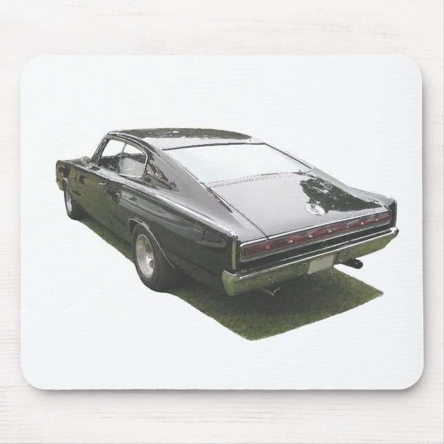 Black 1967 Dodge Charger mousserande. Musmatta (Framsidan)