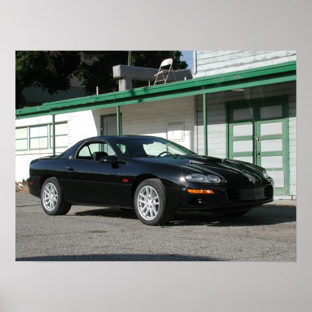 Black 2001 Chevrolet Camaro Z28 SS Poster (Framsidan)