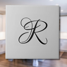 Black 3D Calligraphy Initial Brev | Pastel Grått