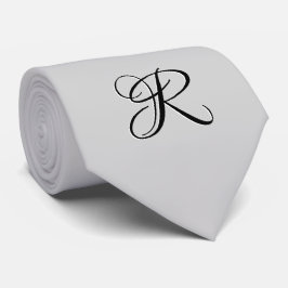 Black 3D Calligraphy Initial Brev | Pastel Grått Slips