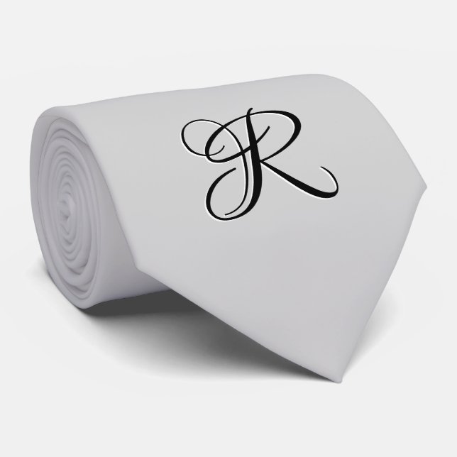 Black 3D Calligraphy Initial Brev | Pastel Grått Slips (Rullad)