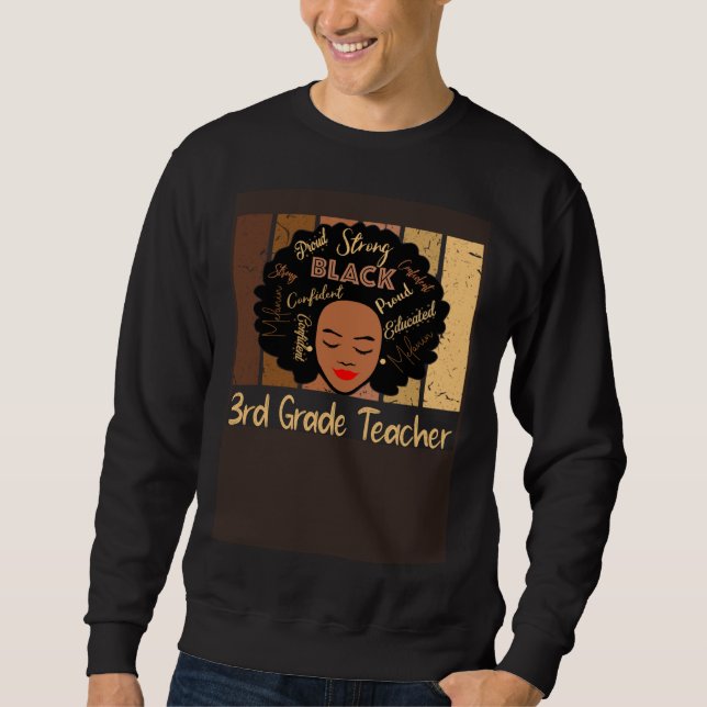 Black 3rd Grade Teacher Love African American Lång Ärmad Tröja (Framsida)