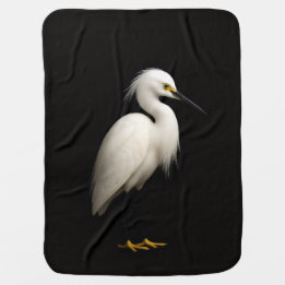 Black 4 Luxe blanket with Snowy Egret Bebisfilt