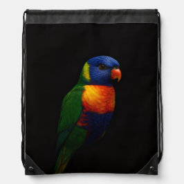 Black 4 Luxe Drawstring backpack, Lorikeet Parrot Gympapåse