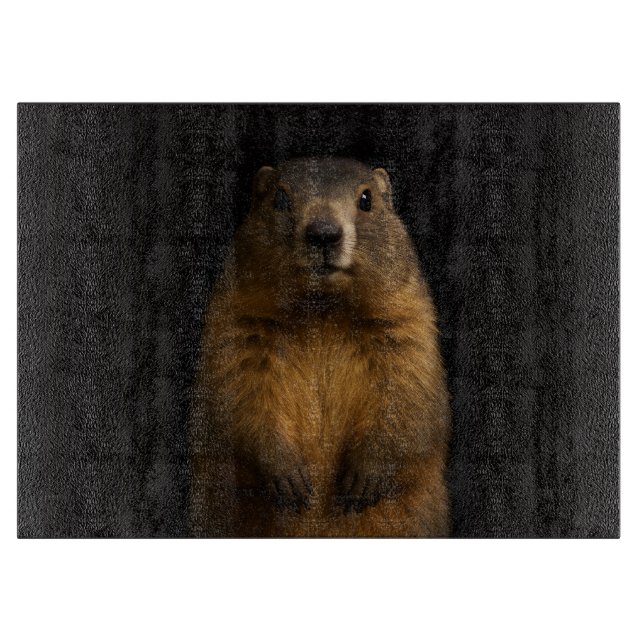 Black 4 Luxe Glass cutting board Fluffy Marmot (Framsidan)