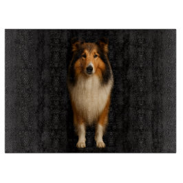 Black 4 Luxe Glass cutting board Loyal Collie Dog