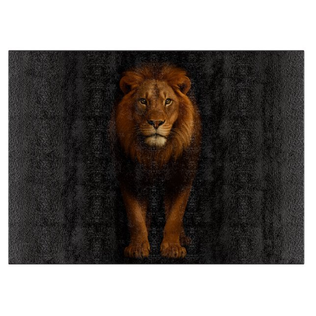 Black 4 Luxe Glass cutting board Majestic Lion (Framsidan)