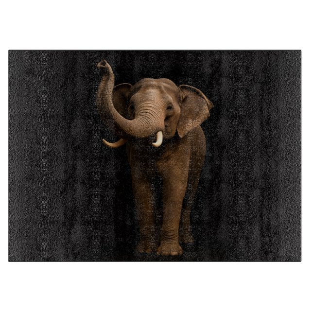Black 4 Luxe Glass cutting board Mighty Elephant (Framsidan)