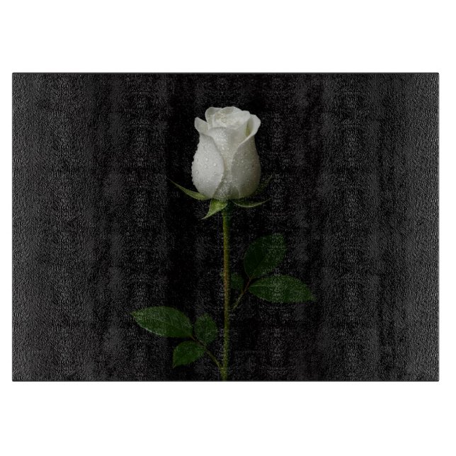 Black 4 Luxe Glass cutting board Pure White Rose (Framsidan)