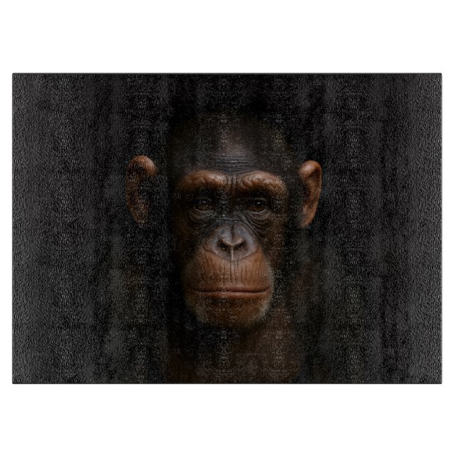 Black 4 Luxe Glass cutting board Serene Chimpanzee (Framsidan)