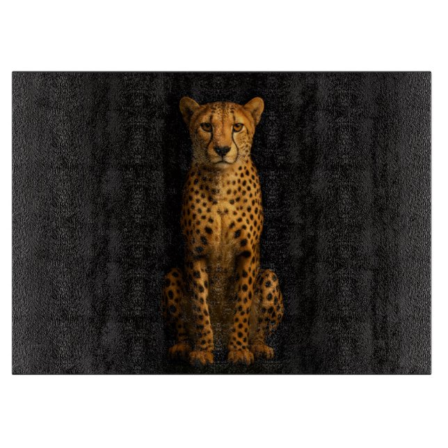 Black 4 Luxe Glass cutting board Sleek Cheetah (Framsidan)