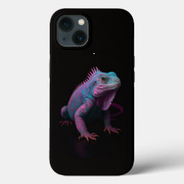 Black 4 Luxe iPhone 13 Case, Pink Tropical Iguana
