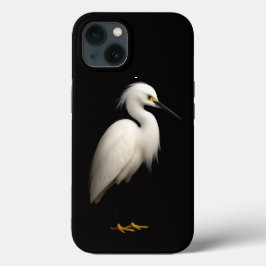 Black 4 Luxe iPhone 13, Elegant Snowy Egret