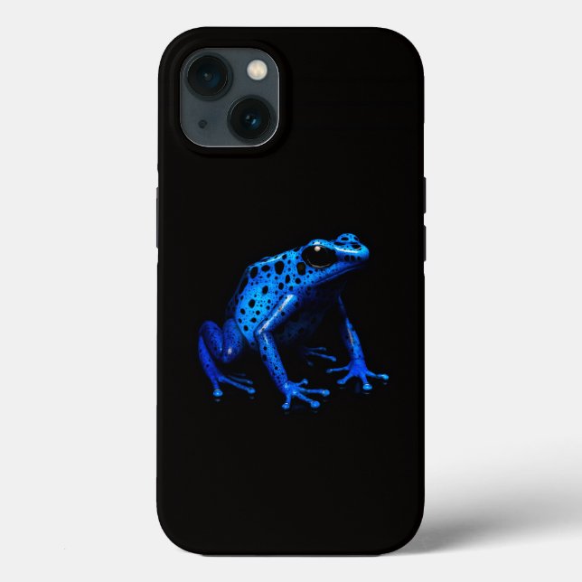 Black 4 Luxe iPhone 13 Fodral, Electric Blue Frog (Baksida)