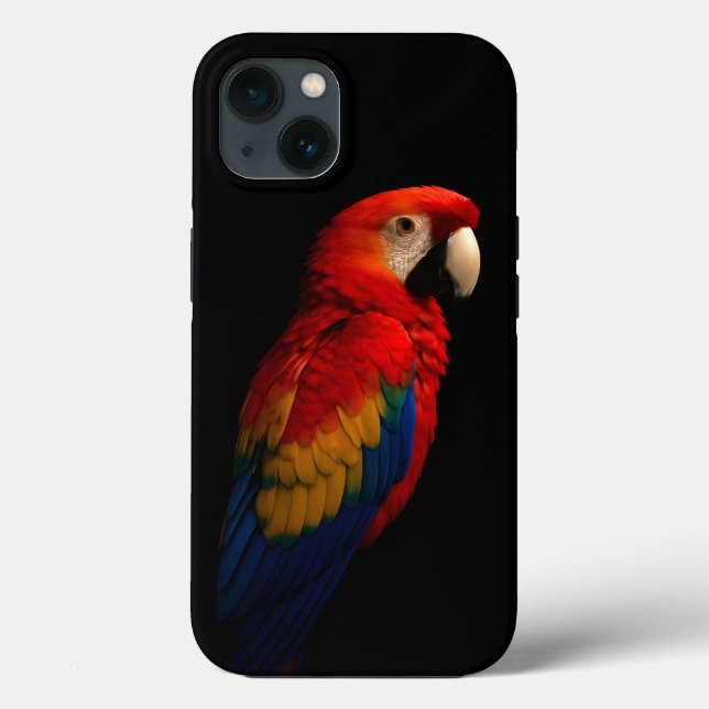 Black 4 Luxe iPhone 13, Scarlet Parrot Elegance (Baksida)