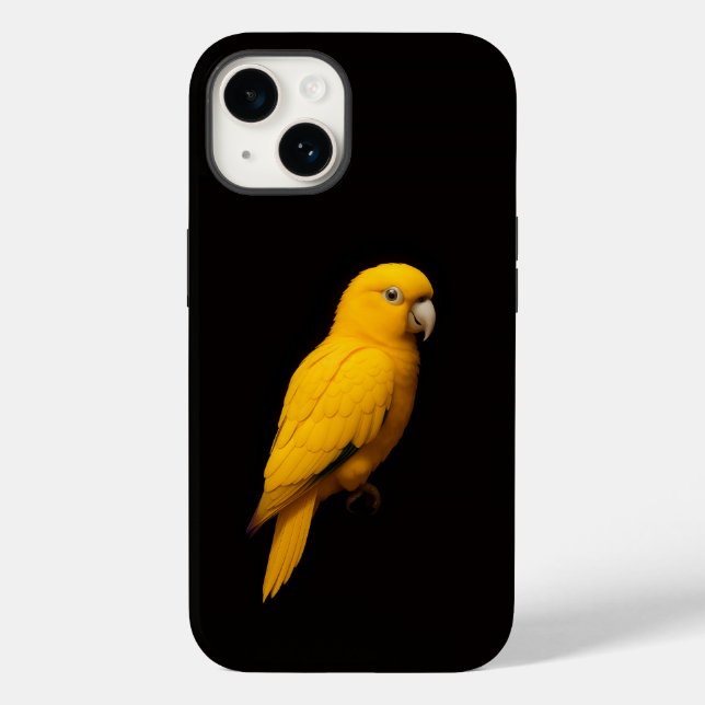 Black 4 Luxe iPhone 14 Case-Mate, Golden Parakeet (Baksida)