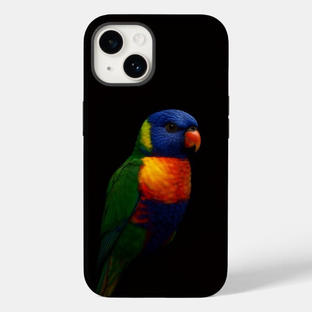 Black 4 Luxe iPhone 14 Case-Mate, Lorikeet Parrot (Baksida)