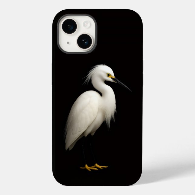 Black 4 Luxe iPhone 14 Case-Mate, Snowy Egret (Baksida)