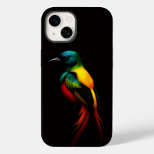 Black 4 Luxe iPhone 14 Fodral-Mate, Rainbow Bird