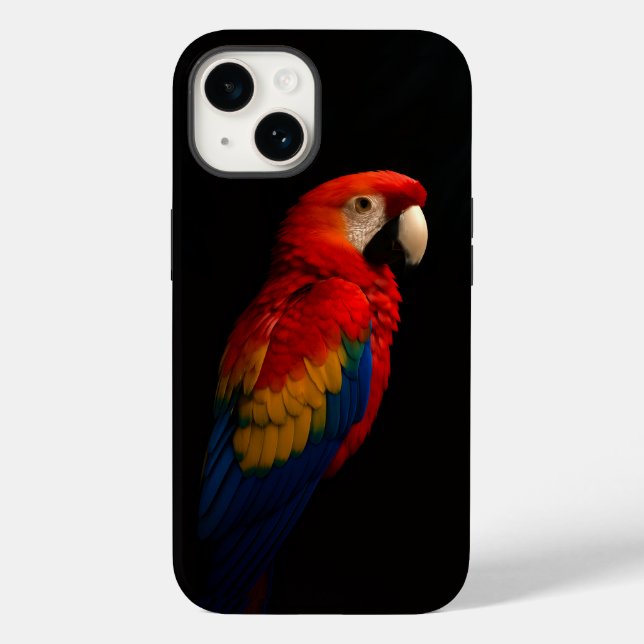Black 4 Luxe iPhone 14 Fodral-Mate, Scarlet Parrot (Baksida)