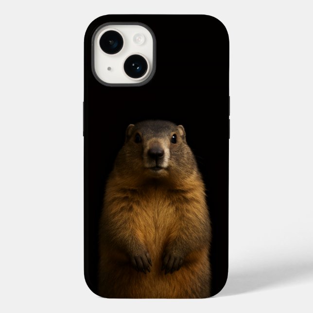Black 4 Luxe iPhone 14 Mate, Fluffy Marmot (Baksida)